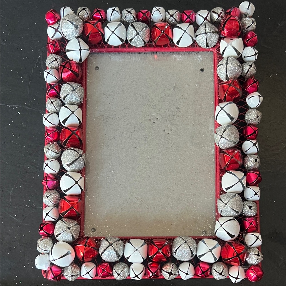 Festive Red and Silver Jingle Bell Picture Frame